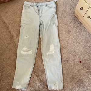 High Rise Destructed Mom Jeans